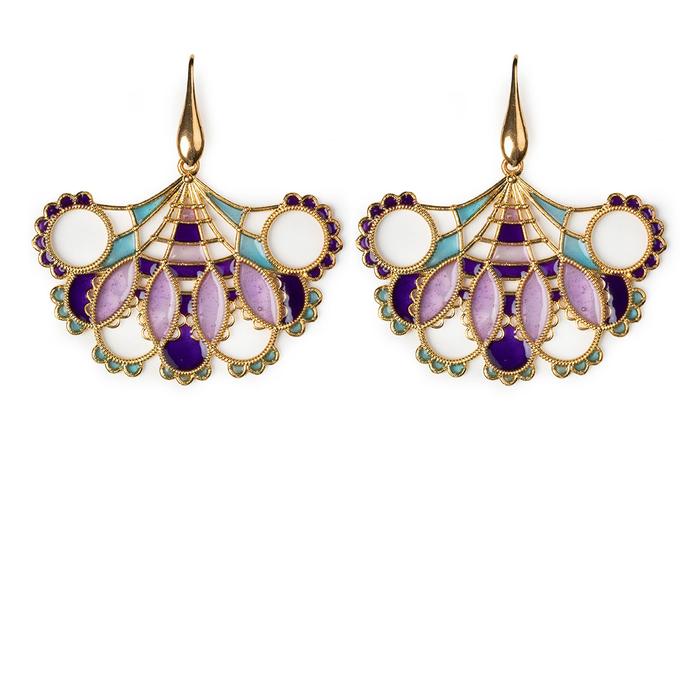 Orecchini Merletti Ventaglio Viola
